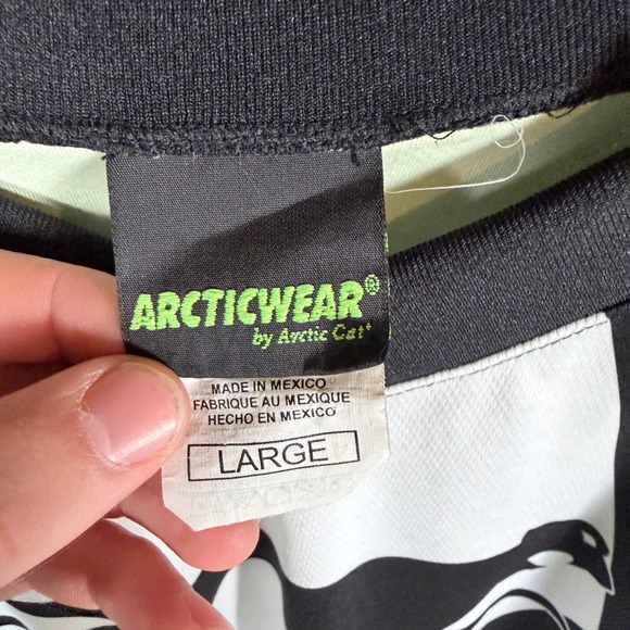 Arcticwear by Arctic Cat Long Sleeve Jersey V Neck Men's Large Green Black White - Picture 3 of 4